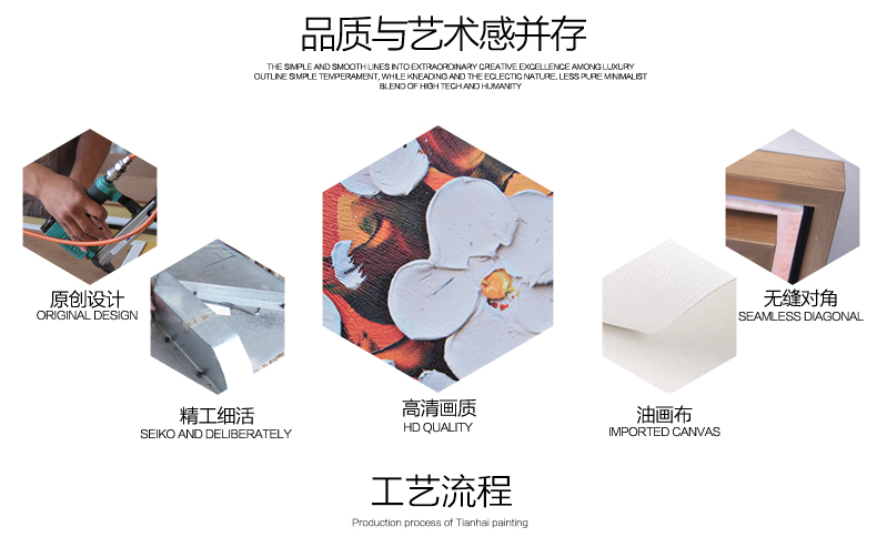 
                                        天顶山 客厅装饰画现代简约抽象画卧室墙画花卉餐厅挂画玄关壁画发财树三联画 花开富贵三联画02 50*50cm                
