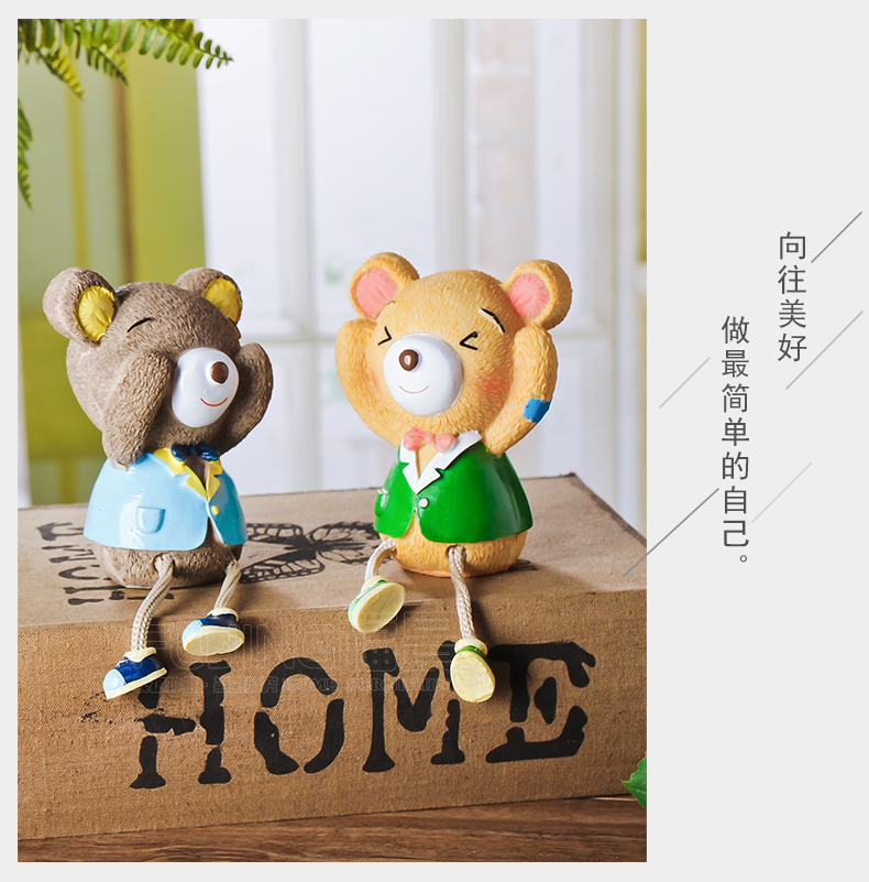 
                                                            福景（FUJING）  树脂工艺品摆件三不熊吊脚娃娃存钱罐储钱罐家居隔板玄关装饰品摆件                
