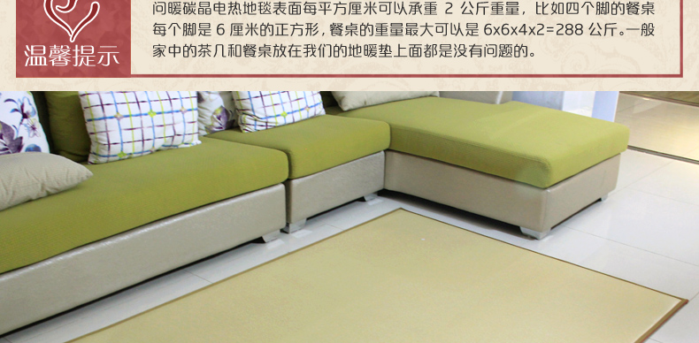 
                                                            问暖碳晶膜地暖垫 麻将桌取暖器电热地毯 2米移动地热垫 餐厅暖脚垫地暖毯 电热膜取暖垫200*200 LG7432                