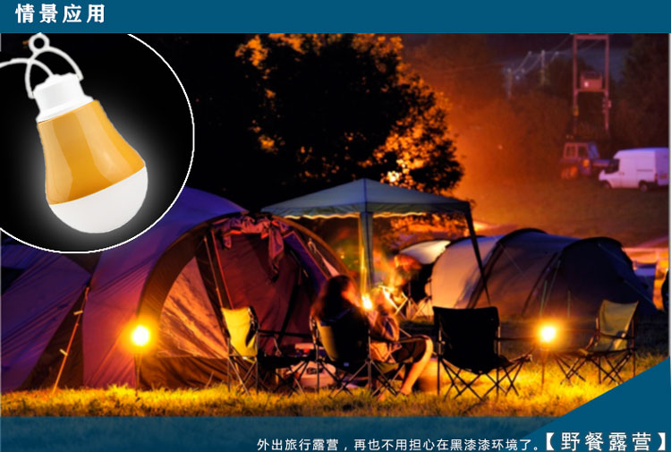 比月 led灯泡E27螺口4W暖光超亮球泡灯USB照明户外野营光源带线插头声控小夜灯 珍珠紫