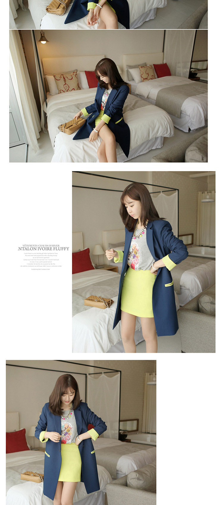 玛莲琳    2015秋装新款韩版西装外套女式 小西服套装5801 蓝色 L