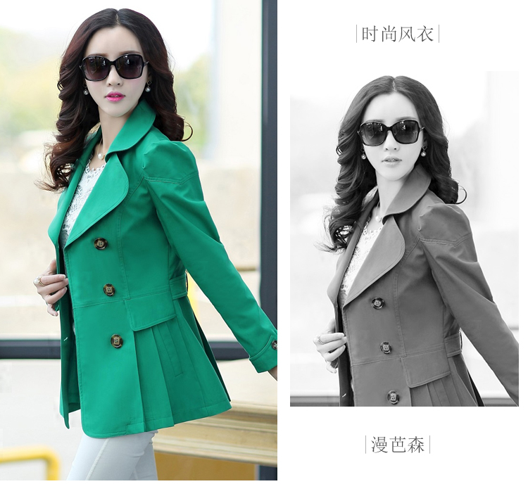 
                                        漫芭森 风衣女中长款 时尚韩版修身显瘦气质女士风衣外套女春秋装新款休闲上衣大码女装春 粉色 M                