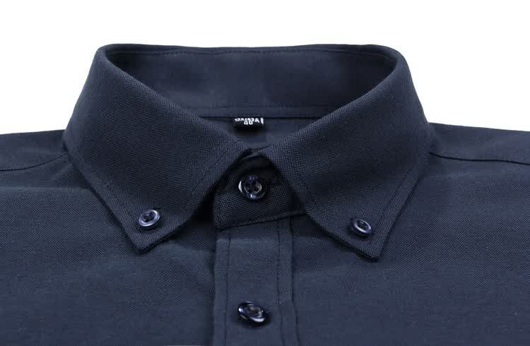 时光藏蓝色牛津纺衬衫 春装精选男士商务长袖衬衣 员工服装 藏青色 40