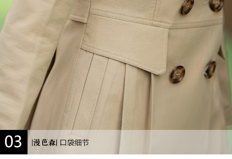 
                                        漫芭森 风衣女中长款 时尚韩版修身显瘦气质女士风衣外套女春秋装新款休闲上衣大码女装春 粉色 M                