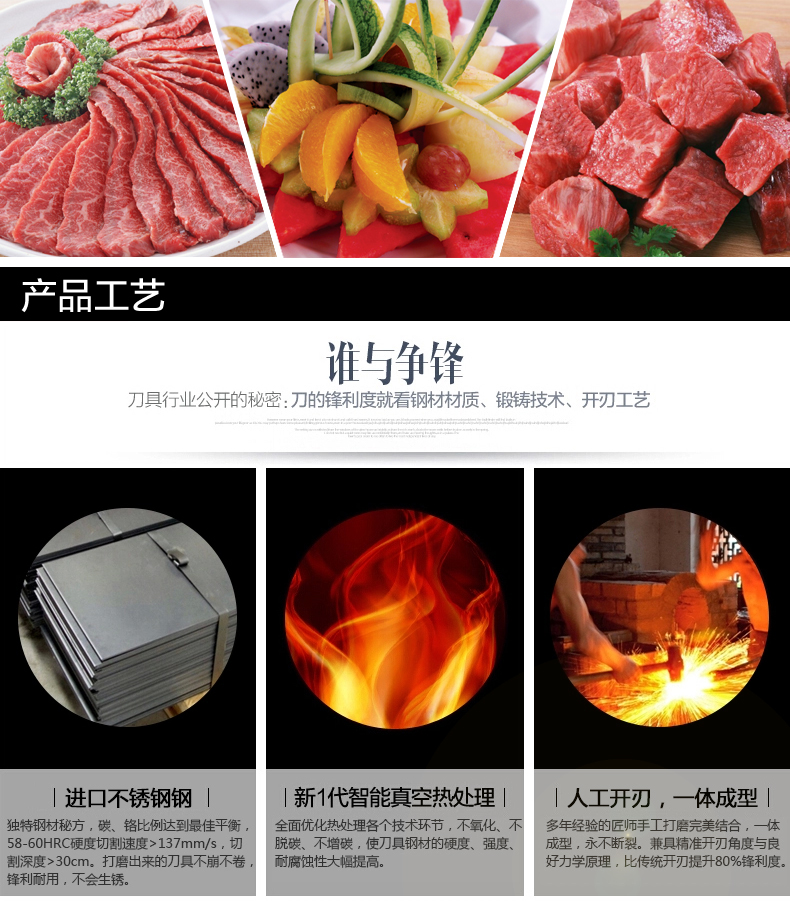 瑞士LUCUKU路卡酷不锈钢家用菜刀砍骨刀套装 厨房切片套刀两件套