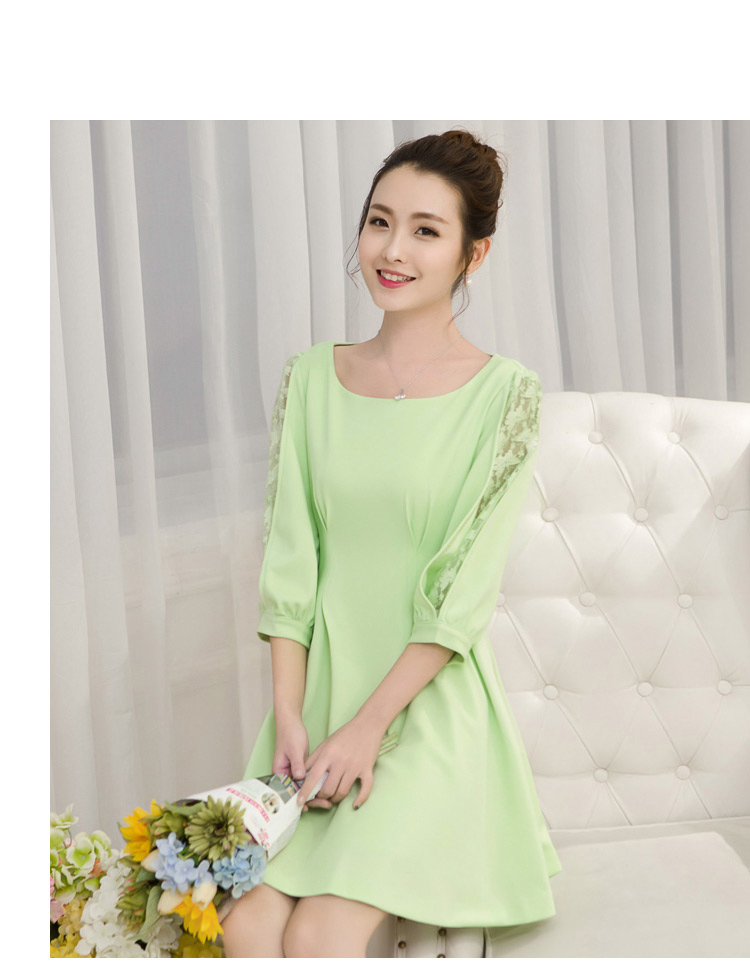 衣盟2016春装新款女装收腰蓬蓬裙蕾丝打底裙连衣裙女8309 黑色 s