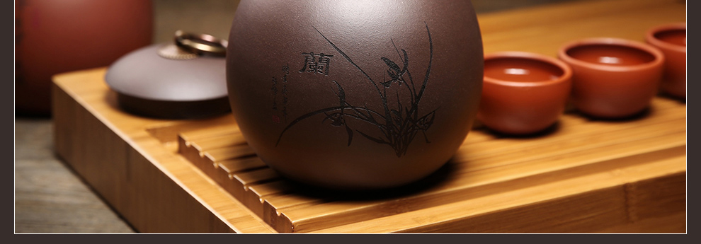 
                                                            尊壶 紫砂茶叶罐密封便携醒茶罐普洱红茶包装居家摆放大小号非陶瓷装茶罐子茶具套装配件龙旦茶叶罐 龙旦大号段泥 梅                