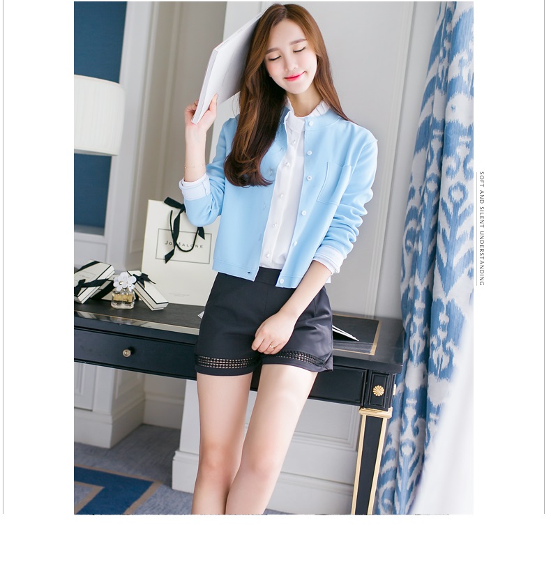 短外套女2015秋装新款韩版显瘦长袖休闲上衣棒球服小外套卫衣女 绿色 170/92A