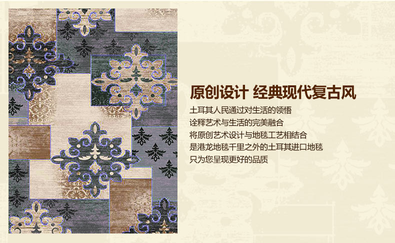 港龙地毯土耳其进口客厅地毯卧室地垫手工剪花 法斯特331C 200cm*300cm