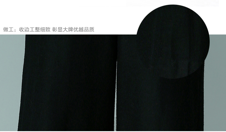 菲妮迪16年春款 女宽松羊毛呢子七分裤欧美时尚大码阔腿裤子 黑色 M