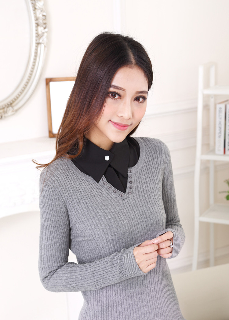 道琪安秋装新款女装韩范春秋装长袖学生白衬衫秋装新款含棉尖领打底衬衣打底衫女 白色 S