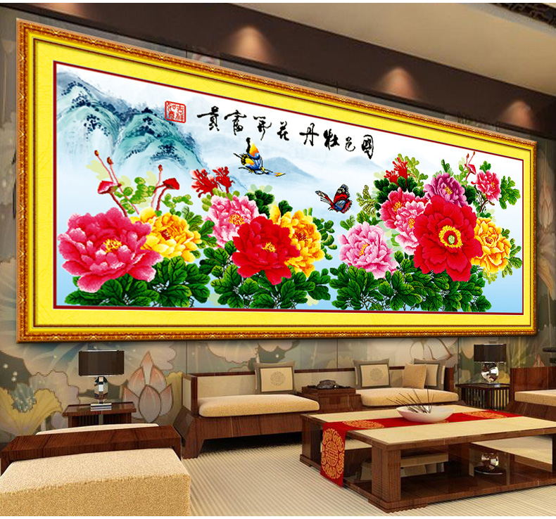 
                                        鸿胤蒙娜丽莎砖石十字绣钻石秀客厅满钻5D花开富贵牡丹图钻石绣贴钻画魔方钻石贴画水钻绣圆钻 Z274(MK1337)(MK1192) 长1.62米*宽0.69米                