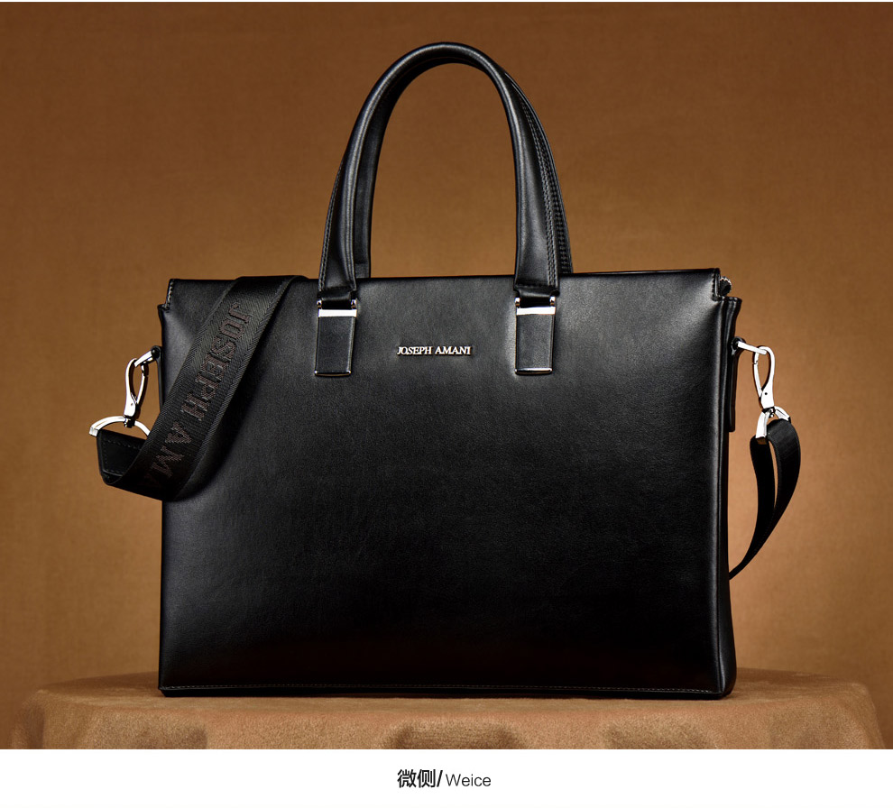 卓梵 阿玛尼(josephamani)真皮男包商务男士公文包经典商务男 黑色