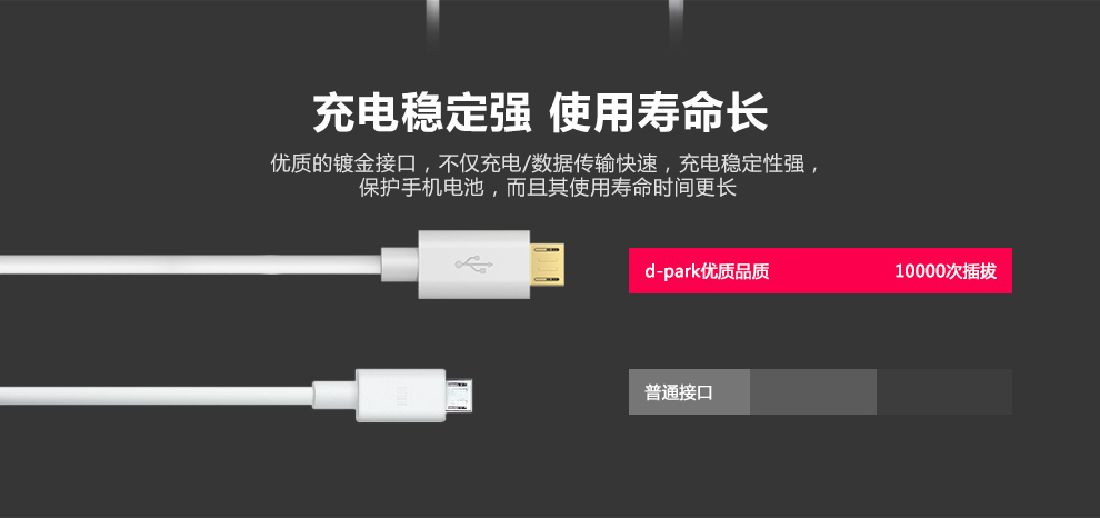 d-park 小米数据线 安卓手机充电宝器线usb 适用红米note3/小米max/2s 黑色