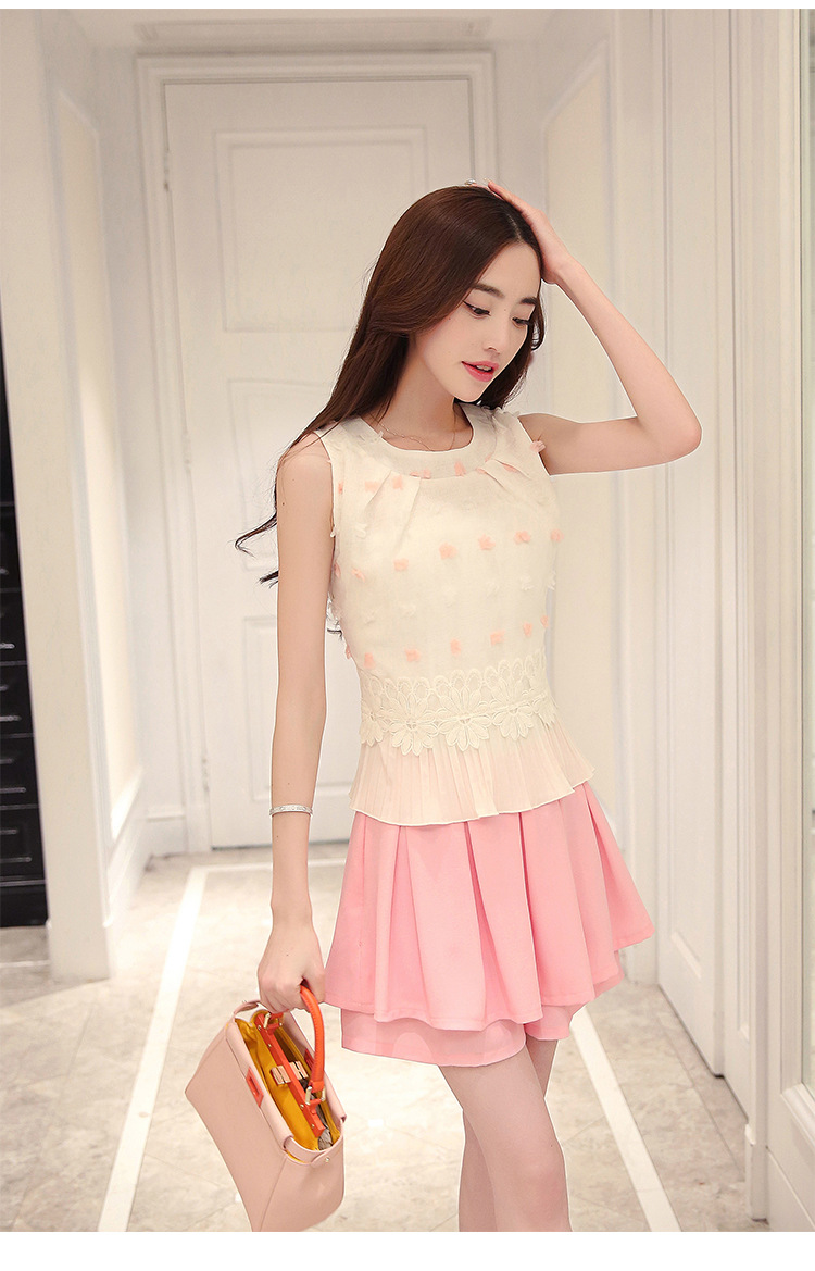 古梵旗2016新款韩版棉麻连衣裙气质名媛女士夏装时尚套装裤裙 浅蓝色