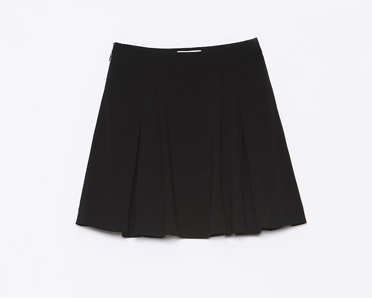 osa欧莎2016夏季新款女装 隐形拉链对称内工字褶半身裙b51014 黑色 s