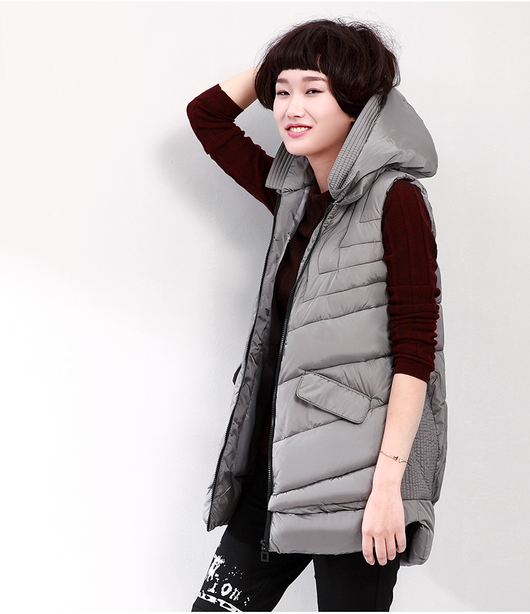 DKCHENPiN2015冬季新款连帽马甲女保暖棉马夹 黑 XL