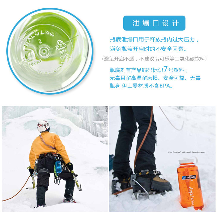 
                                                            美国进口户外运动水壶水杯茶杯500ml 大容量便携防漏塑料登山壶太空杯 商务礼品 灰色透明                