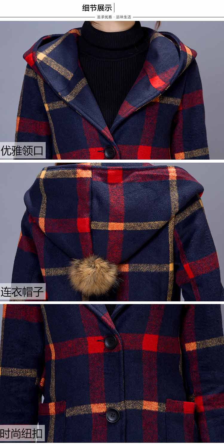 【琪图】2016秋冬新款毛呢大衣女 韩版中长款双排扣风衣外套女 黄色  L