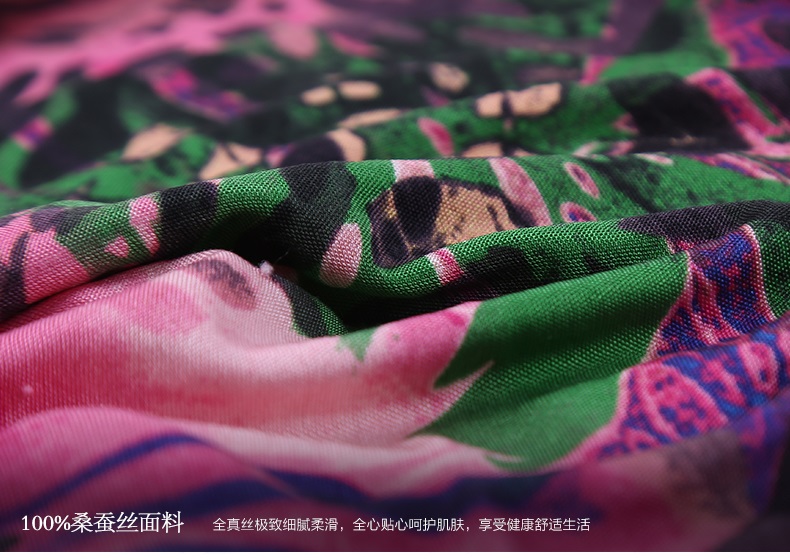 
                                        绣娘丝绸真丝针织哈伦裤夏天女式大码休闲小脚裤真丝印花九分裤 红色 XL                