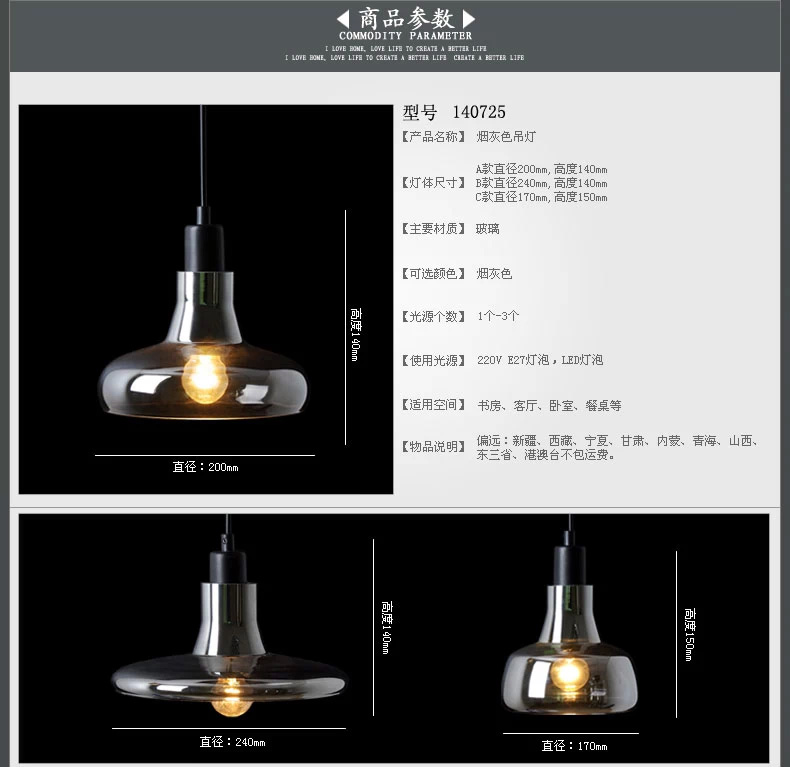 集和 美式工业复古个性吊灯 复古玻璃吊灯创意客厅咖啡厅灯餐厅三头吊灯 3头ABC(圆形吸顶盘)