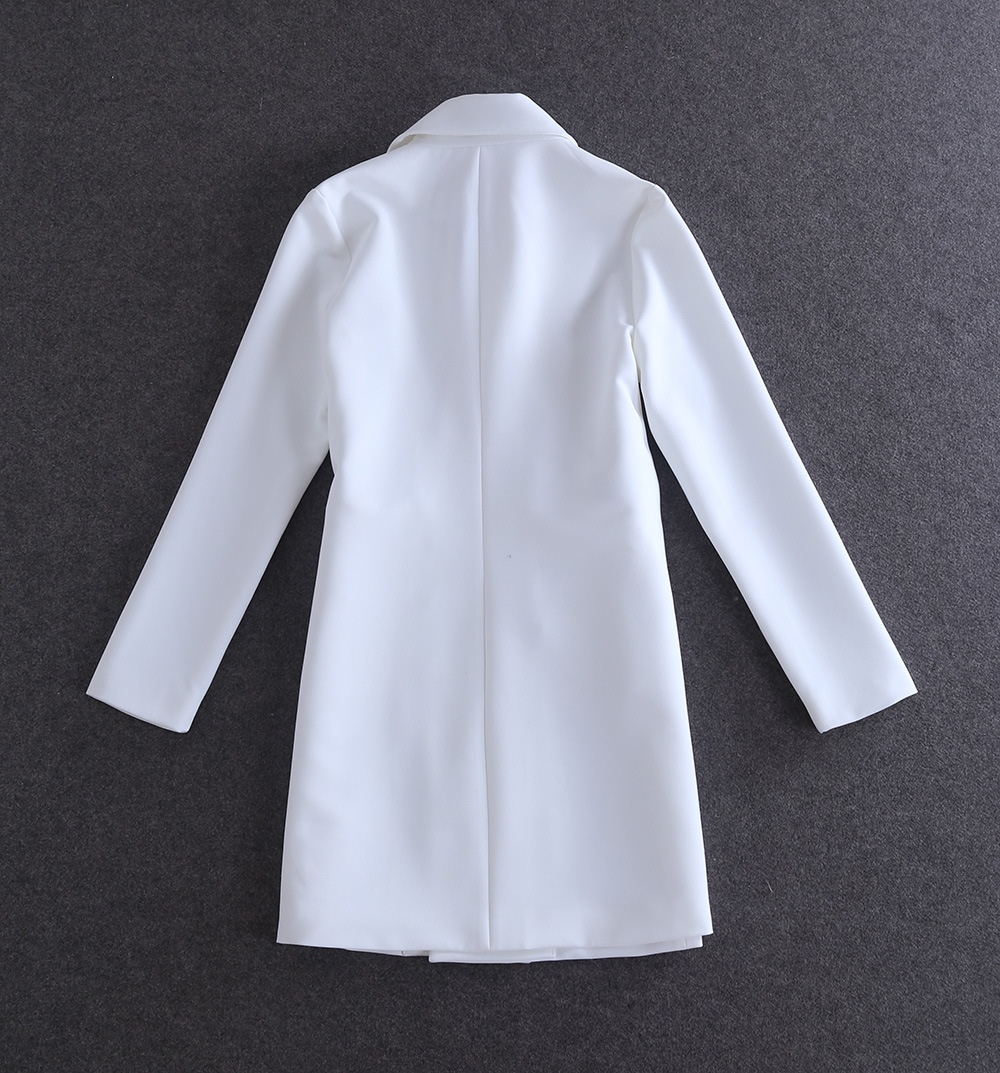 服装店*2015秋季新款女装欧美女神外贸暗扣拼色长袖修身外套风衣 白色