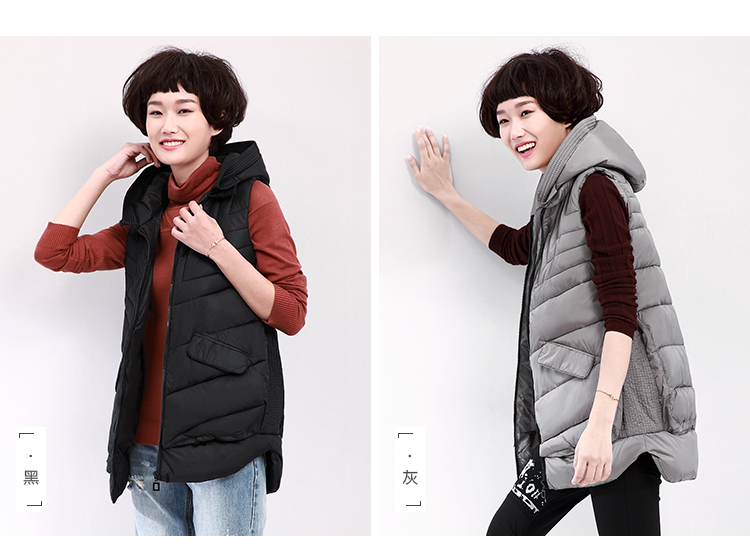 DKCHENPiN2015冬季新款连帽马甲女保暖棉马夹 黑 XL