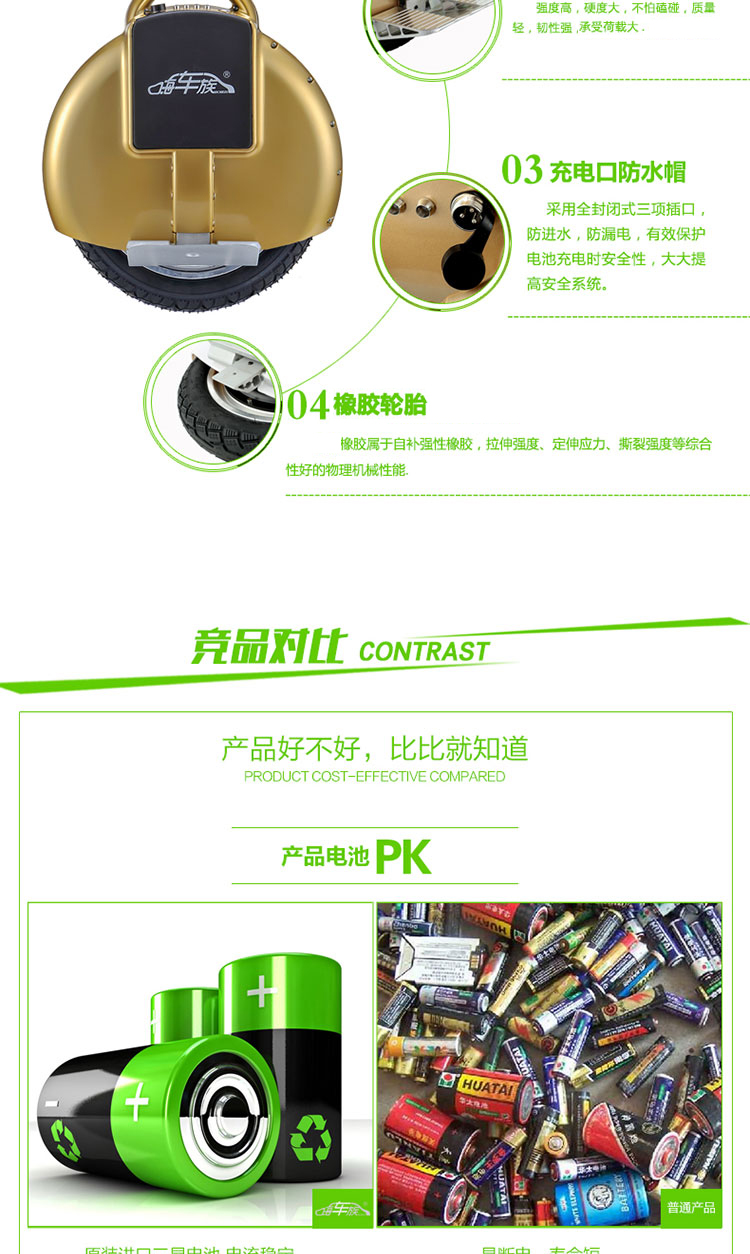 
                                        嗨车族 智能越野电动独轮车/单轮体感车/采用三星电芯锂电池/自平衡车思维车/代步车 闪电黑/活动特价                