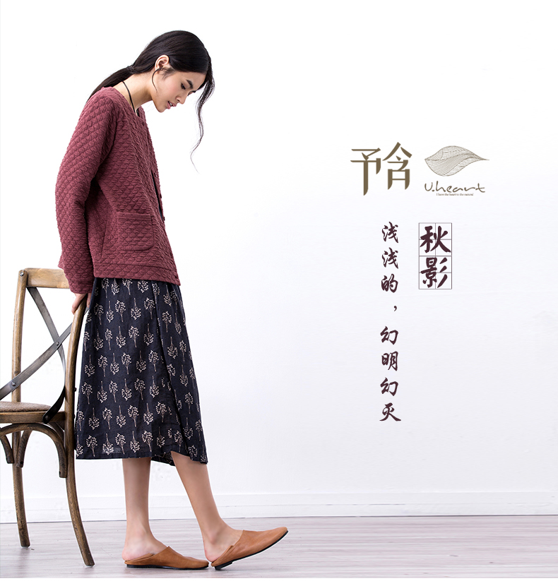 予含短款夹棉外套2016春新原创棉麻百搭长袖开衫上衣大码女装胖MM 酒红 M