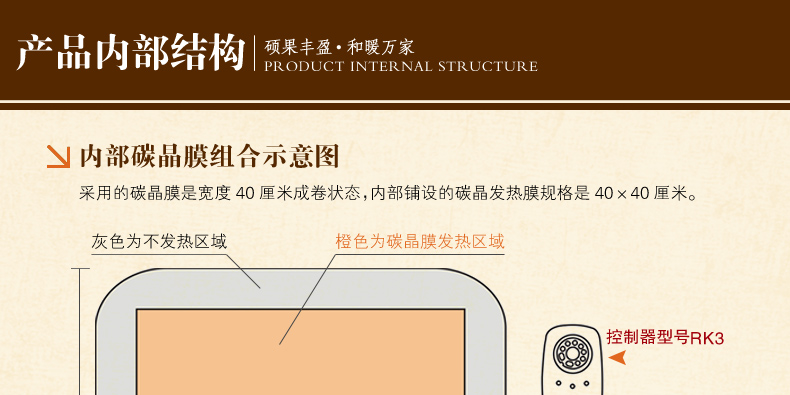 
                                        丰盈和暖碳晶电热坐垫 韩国远红外加热座垫 办公椅垫速热取暖垫 可调温节能加热垫45*45 棕色                