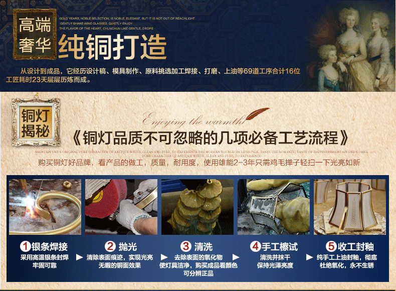 
                                        雄能 美式卧室吸顶灯欧式客厅卧室书房全铜灯现代简约超薄led圆形灯 D 直径30公分                