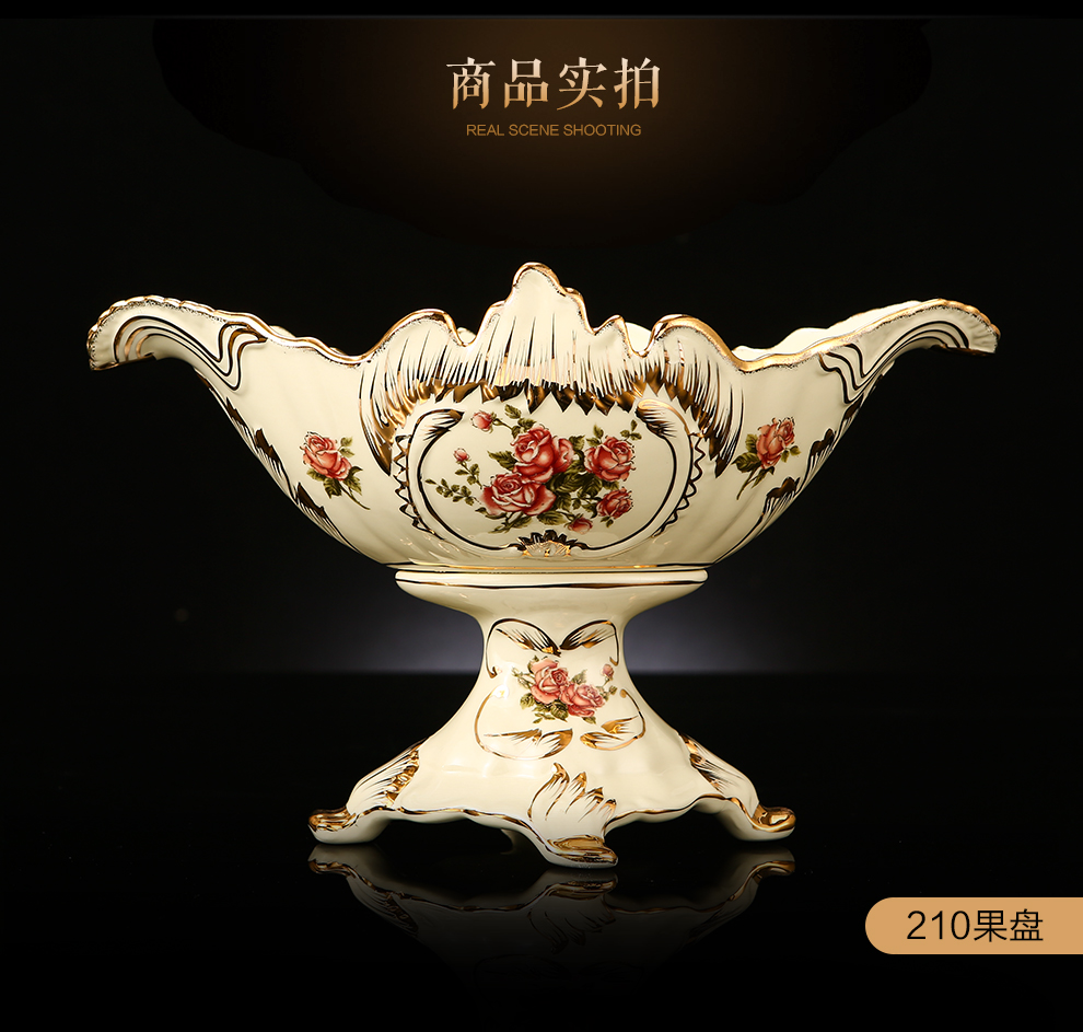 
                                        铂爵皇瓷 欧式陶瓷花瓶客厅装饰摆件套装高档奢华家居电视柜玄关装饰品 三件套套装                
