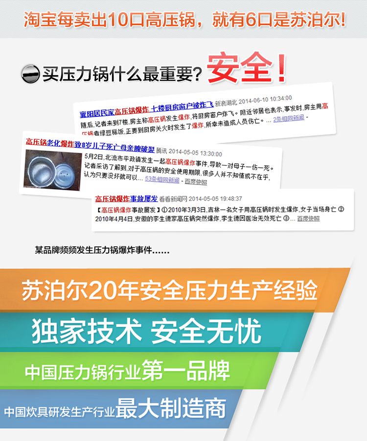 苏泊尔（SUPOR）银河星304不锈钢压力锅 24cm高压锅YS24E 燃气电磁炉通用