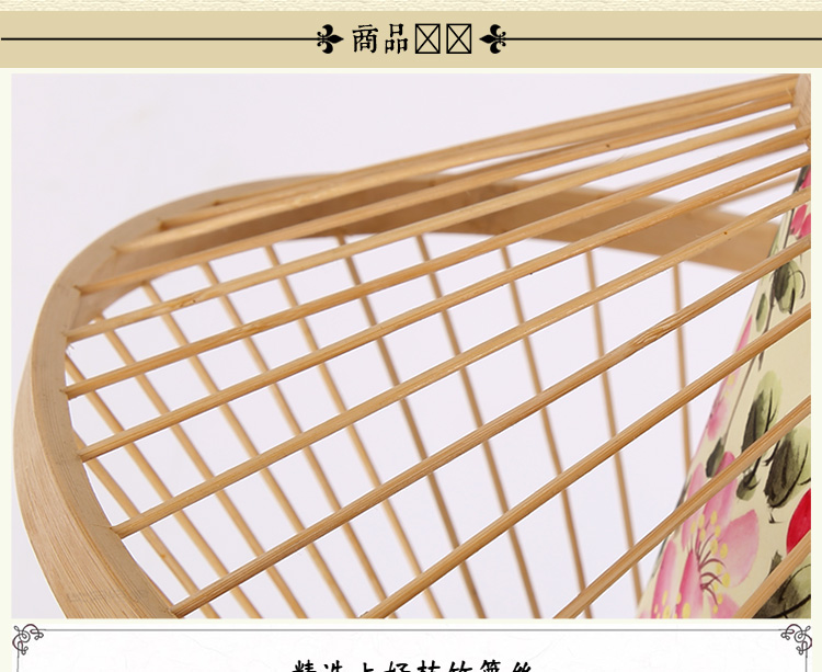比月现代中式餐厅客厅灯具东南亚创意工程灯手绘田园竹编吊灯3961 碧荷