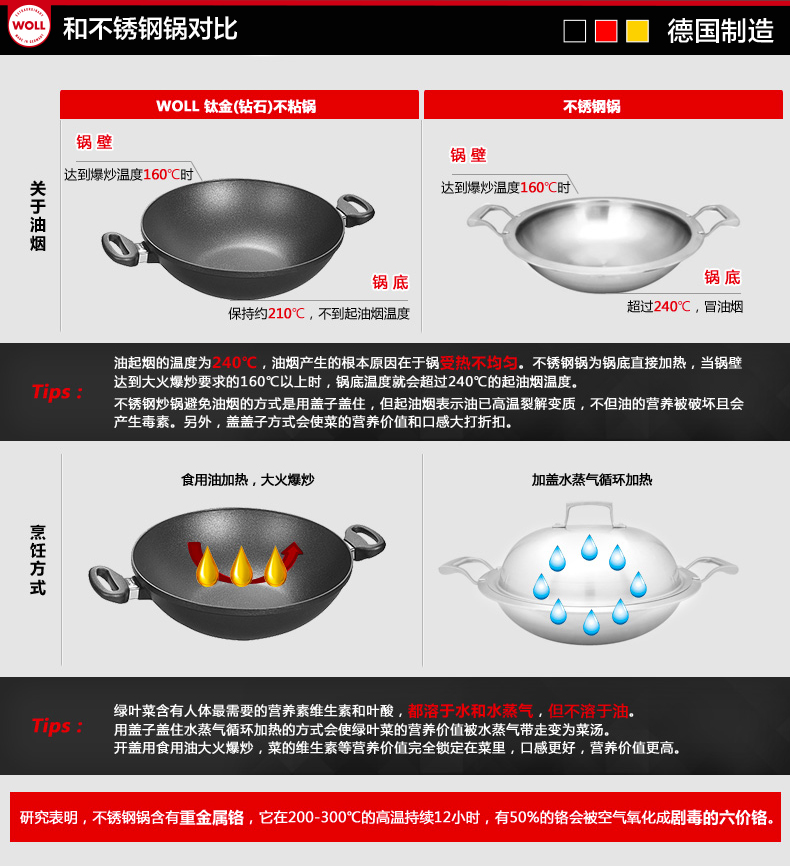 
                                        弗欧（WOLL） 德国炒锅不粘锅少油烟中式炒菜锅1030DPSL 1030DPSL+质保卡+锅刷+锅垫+锋炫菜刀                