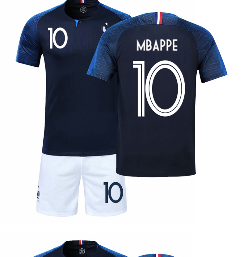窈蕊黛法国队球衣2018夏季比赛队服10号姆巴佩足球服男空光板定制
