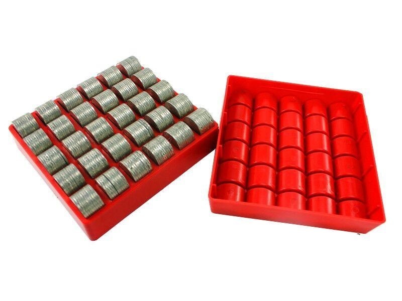 一元硬币盒硬币盒子银行超市收银装放硬币收纳盒点币硬币清点盒红色