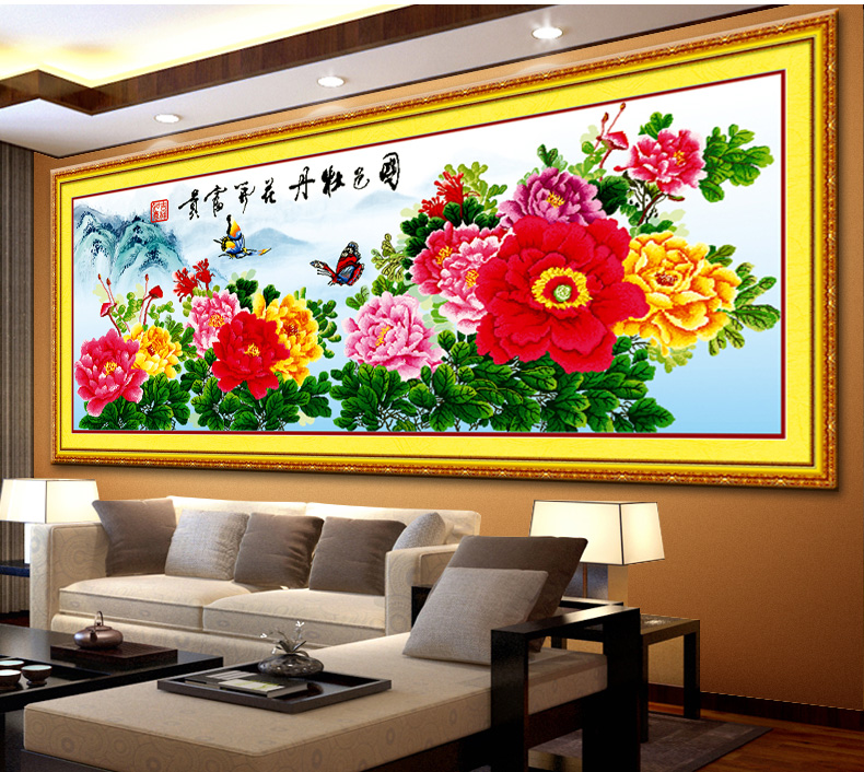 
                                        鸿胤蒙娜丽莎砖石十字绣钻石秀客厅满钻5D花开富贵牡丹图钻石绣贴钻画魔方钻石贴画水钻绣圆钻 Z274(MK1337)(MK1192) 长1.62米*宽0.69米                