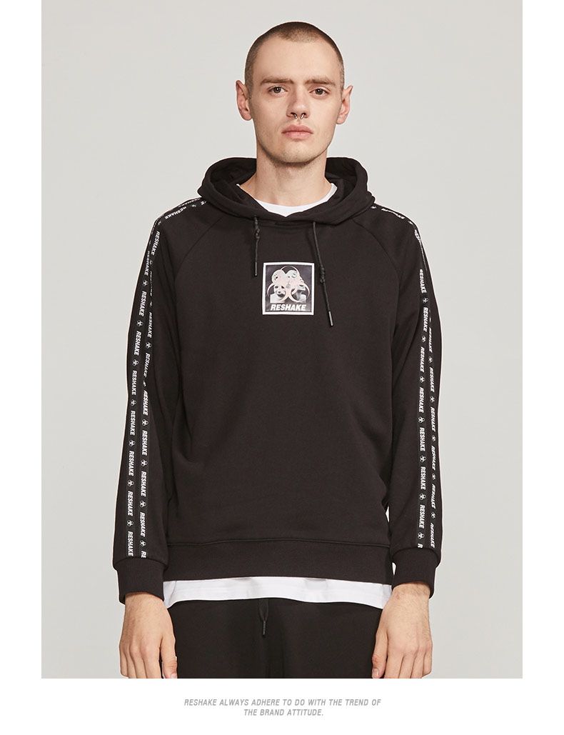 马克华菲潮牌reshake 2018秋季新品卫衣男个性印花休闲连帽衫