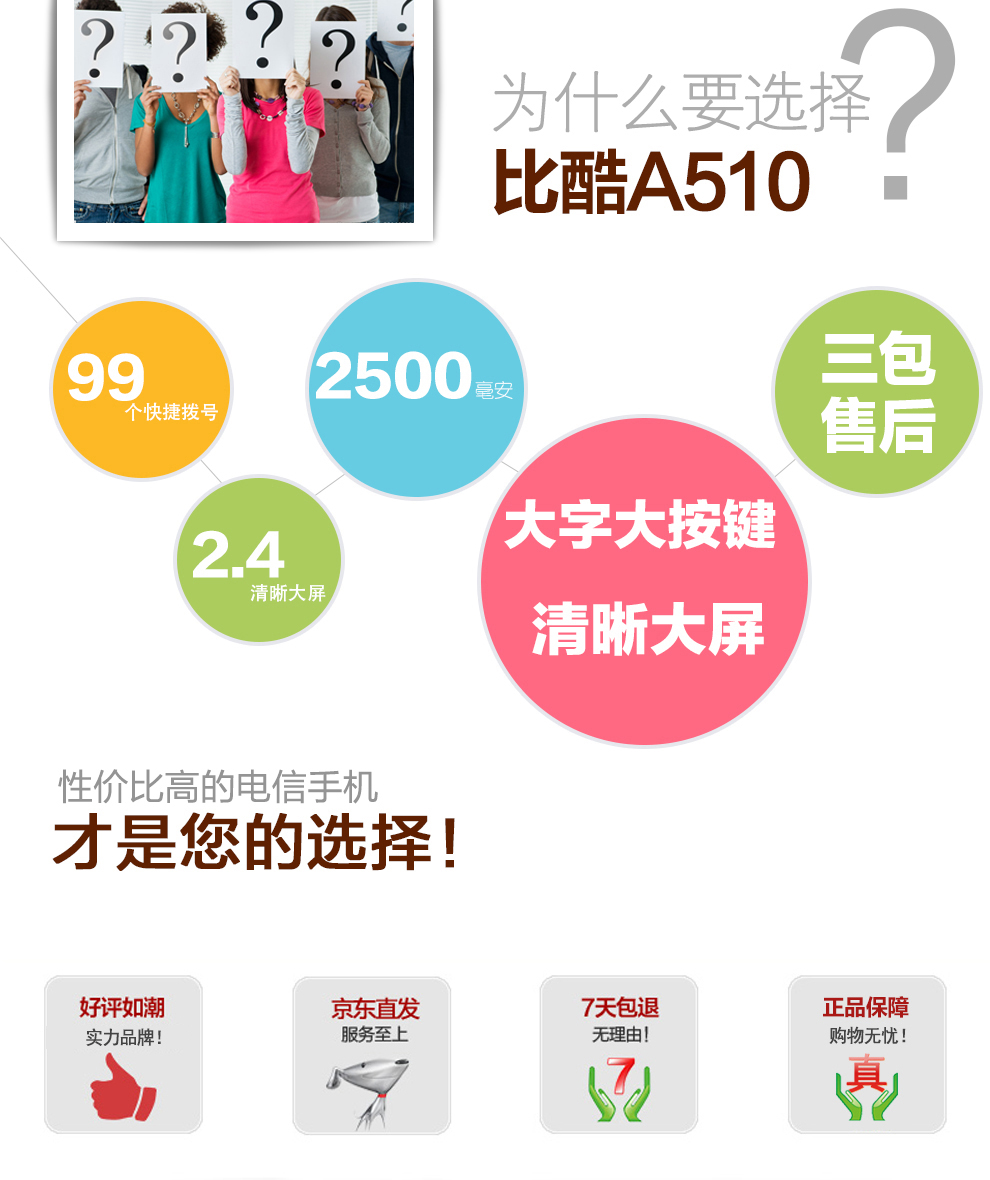 比酷(Coobe) A510 电信2G老人手机 香槟金 老年版
