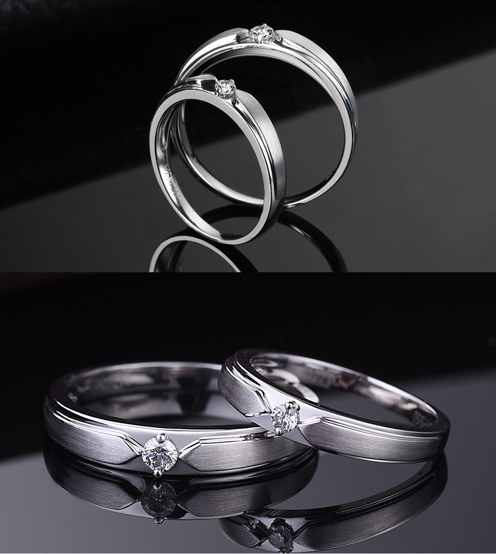 爱度珠宝 doido 钻石对戒 铂金 婚戒 白金戒指 简约高质感 结婚钻戒
