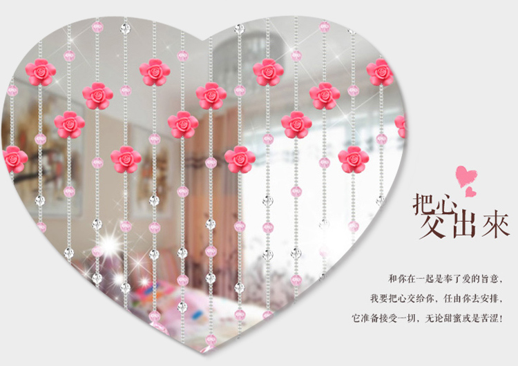 小雏菊(XCJ)美洛辰玫瑰花  珠帘水晶隔断帘成品玄关装饰半帘新款卧室门帘客厅挂帘  套 红色 30条最短1.71m最长1.76