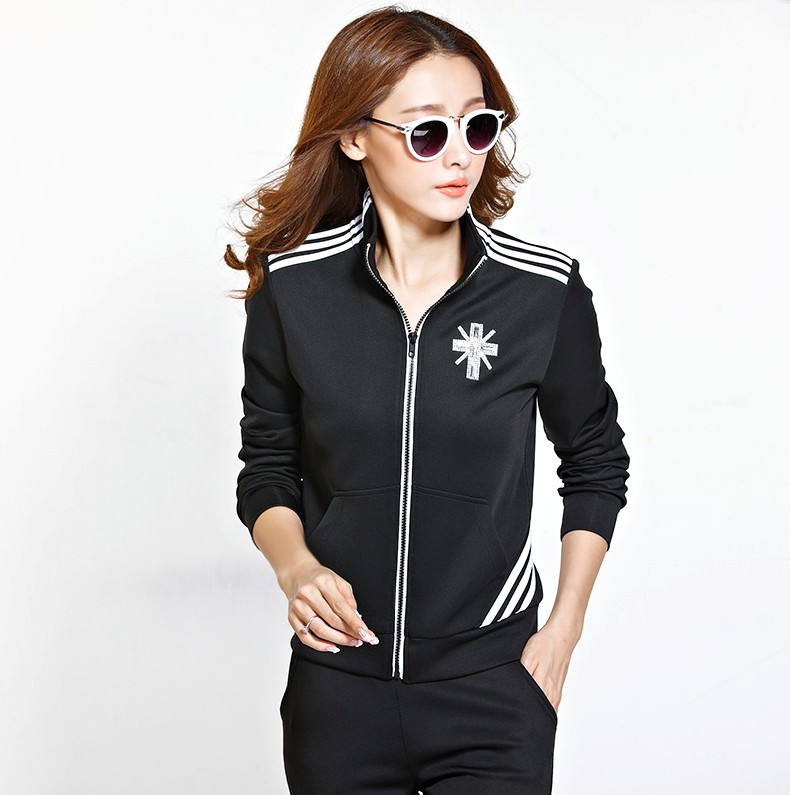 运动服女春秋南韩丝运动装2015新款运动套装女休闲套装运动衣女卫衣