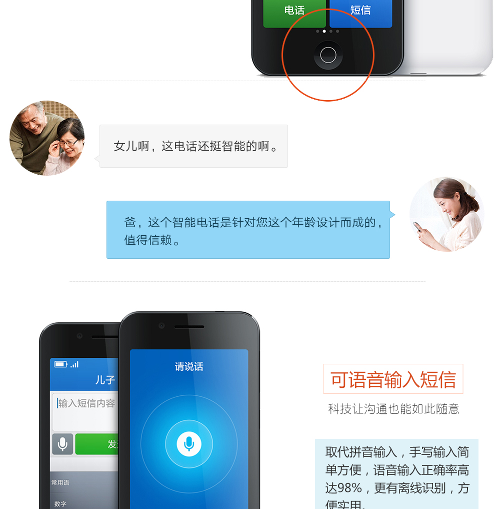 
                                        极简J1S 健康套装 移动3G/联通2G  智能老人手机 药盒升级版 白色                