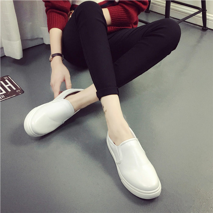 2016春秋季帆布鞋韩版小皮鞋懒人乐福鞋厚底松糕鞋休闲女学生单鞋-bb