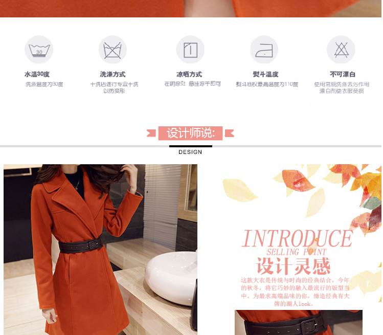 卡狮臣2015秋冬新款女装毛呢大衣中长款外套羊毛呢子风衣MN9131 灰色 XL