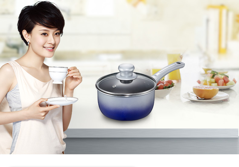 爱仕达 ASD 彩色渐变花纹新不粘少油烟18厘米电磁炉通用奶锅 BS8918E