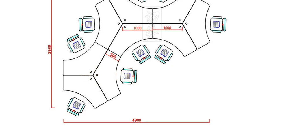 诩弈6人位办公桌简约现代屏风职员工桌异型办公家具六人位员工桌8人位