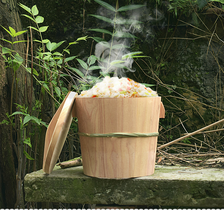 智聪星 椿芽木蒸饭桶木制蒸笼木桶家用传统木蒸子饭无胶餐厅大小木饭