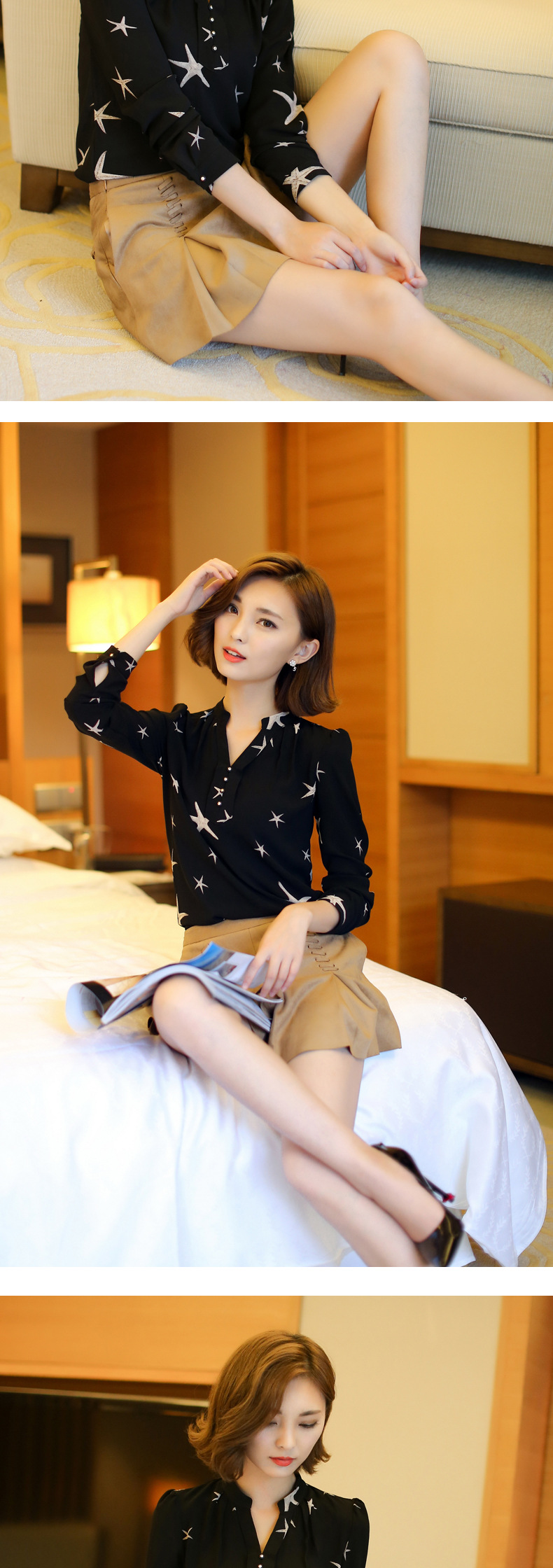 伊蔓潮 加绒蕾丝衫2016秋装新款韩版女装雪纺衫女修身长袖打底衫A8787 白色 S